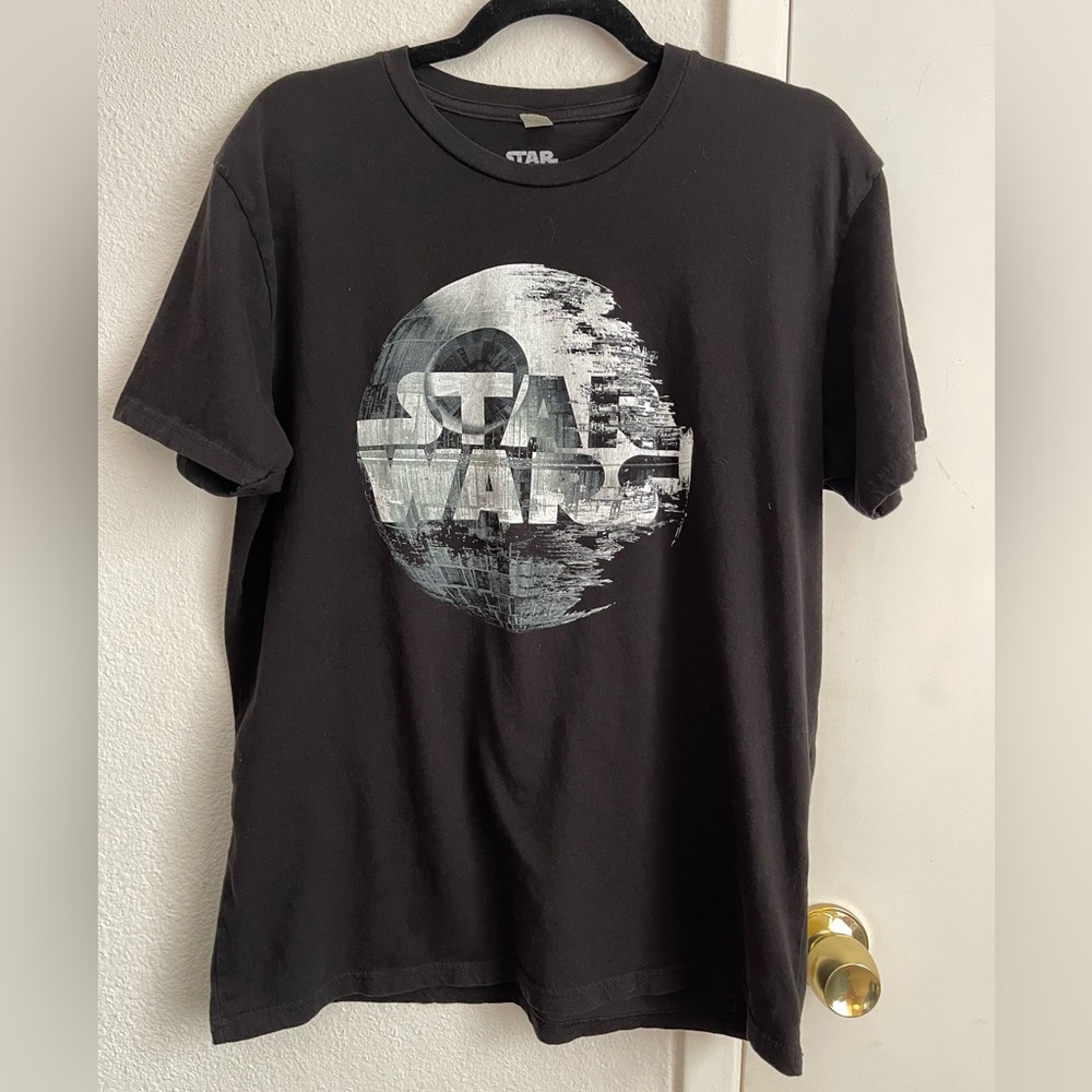 Star Wars Death Star Men's Graphic T-Shirt Size L Short Sleeve Black